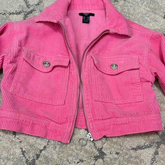 Forever 21 Kids corduroy cropped pink Jacket - Picture 3 of 6